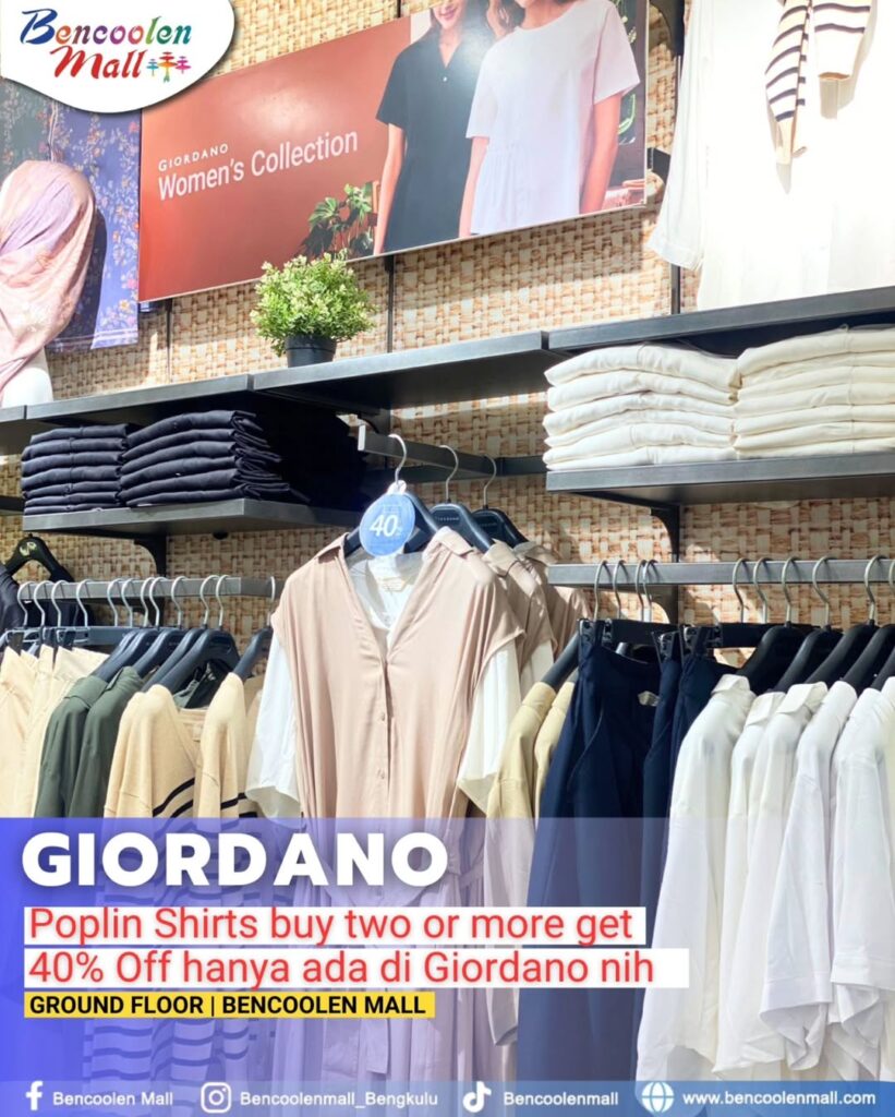 Promo diskon 40% kemeja Giordano Bencoolen Mall