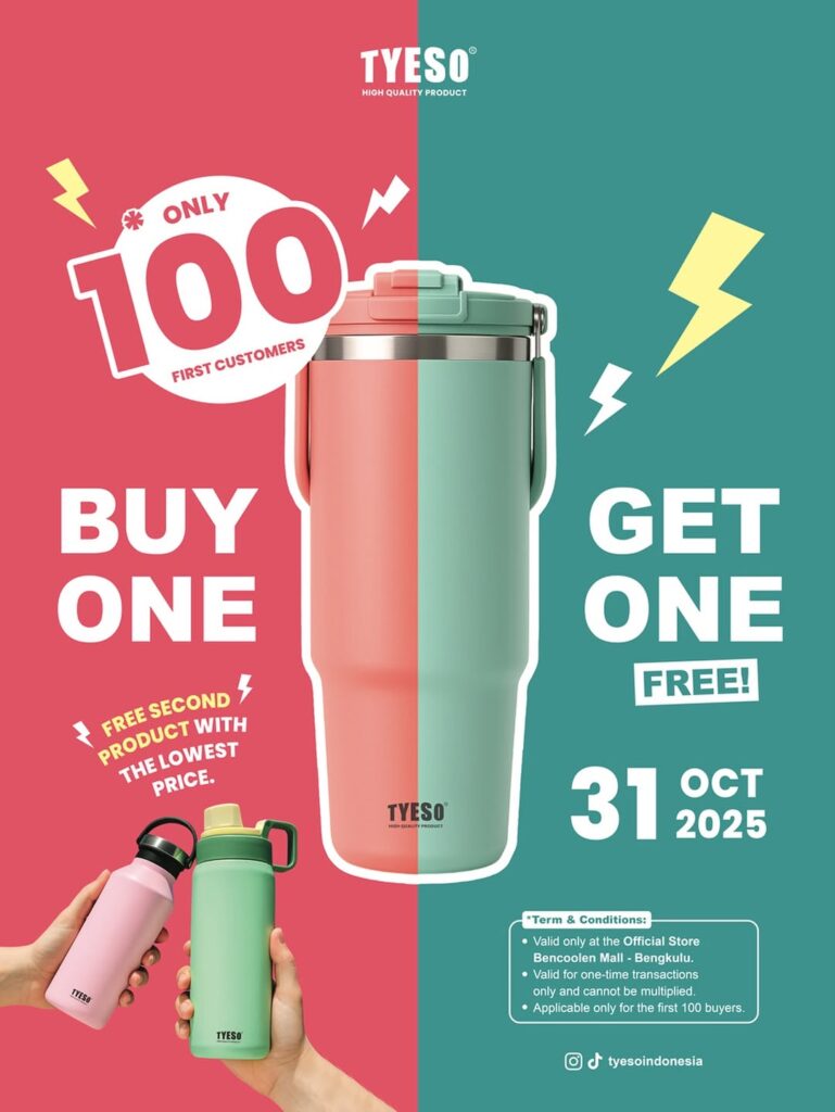 Promo TYESO Bencoolen Mall : Buy 1 Get 1 Free untuk 100 Pembeli Pertama!