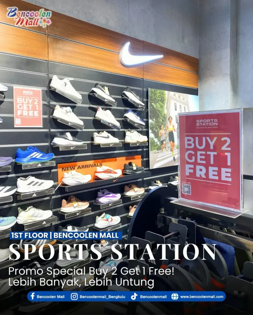 Promo Sepatu Buy 2 Get 1 Free di Sports Station terdekat!