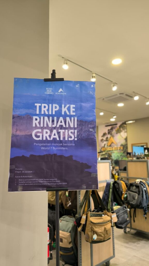 Promo Eiger Trip ke Rinjani Gratis : Belanja Outdoor Berhadiah!