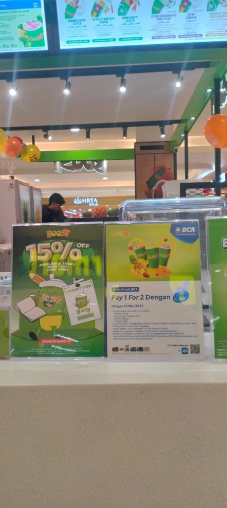 Promo Boost Juice Bencoolen Mall Buy 1 For 2 & Diskon 15%!