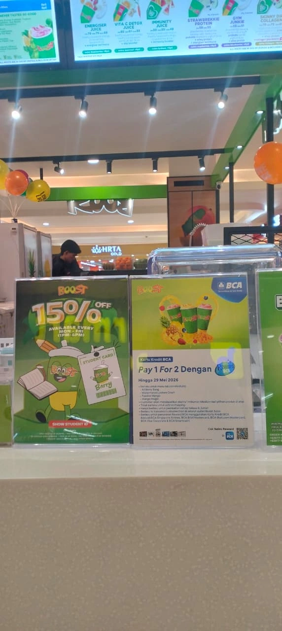 Promo Boost Juice Bencoolen Mall Buy 1 For 2 & Diskon 15%!