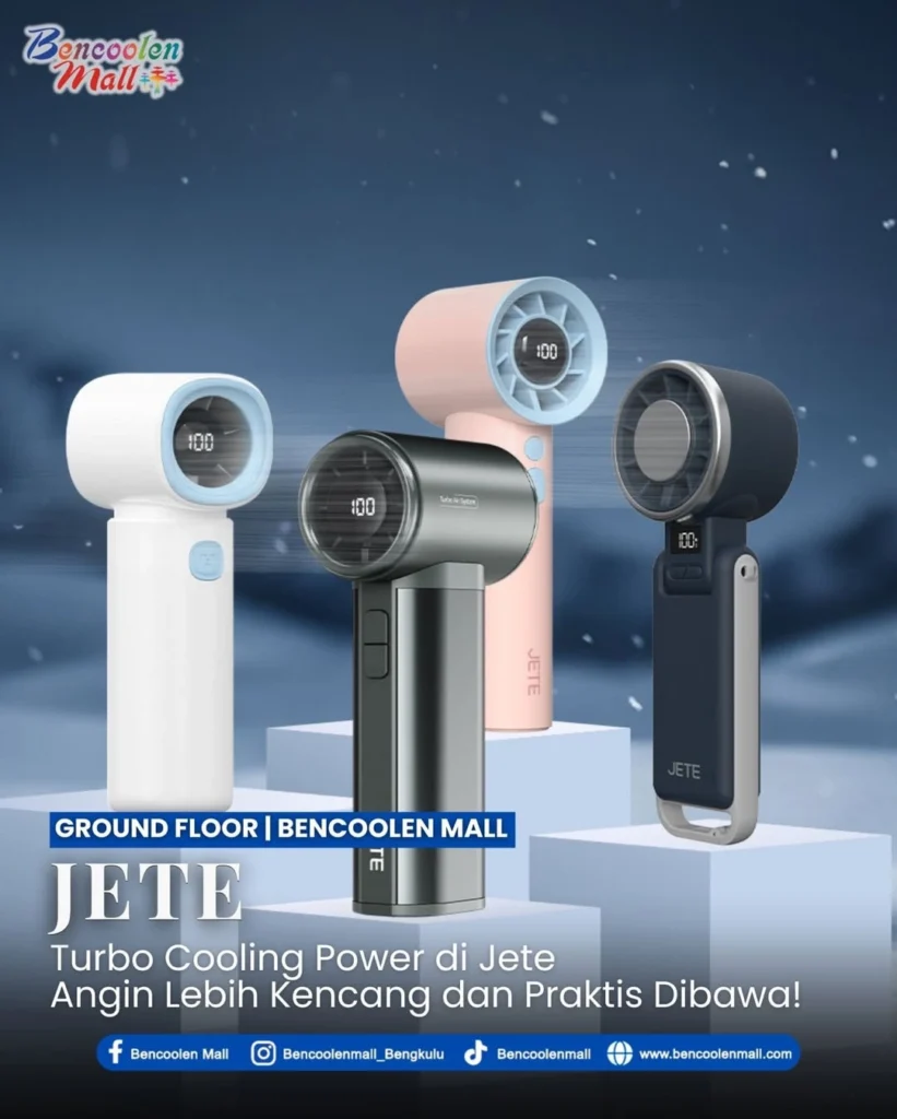 Kipas Angin Portable JETE Turbo Fan Series di Bengkulu!